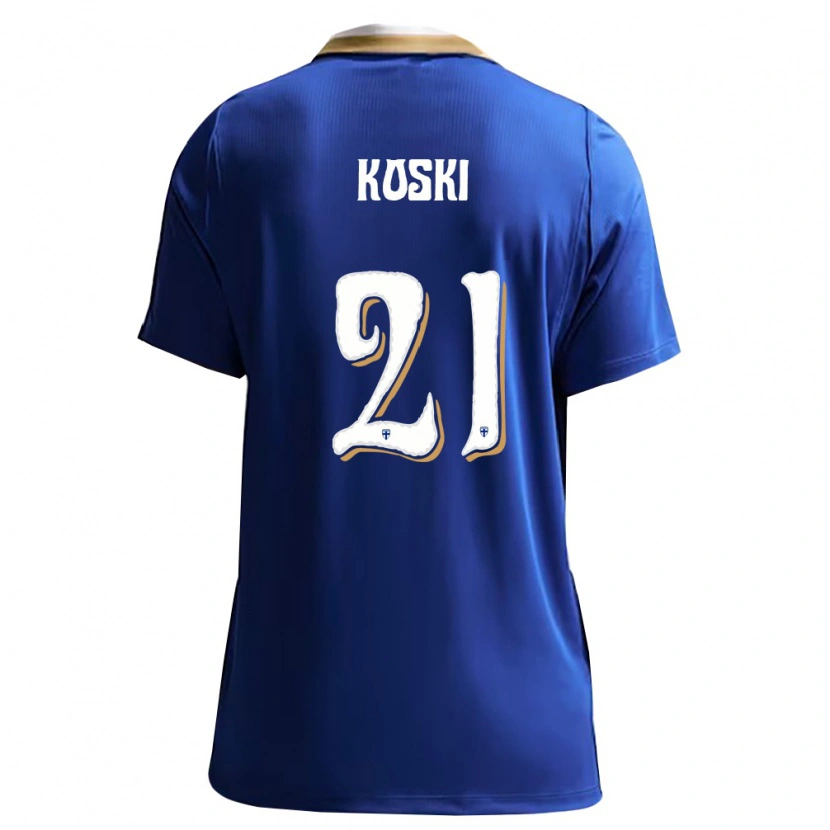 Danxen Män Finland Ville Koski #21 Blå Vit Bortatröja Matchtröjor 26-28 Tröjor T-Tröja