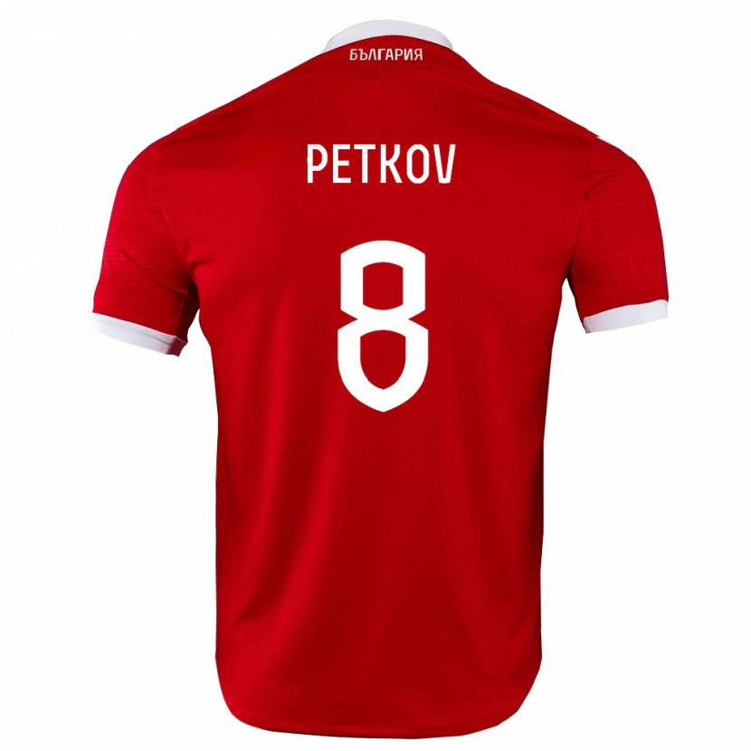 Danxen Män Bulgarien Martin Petkov #8 Röd Vit Bortatröja Matchtröjor 26-28 Tröjor T-Tröja