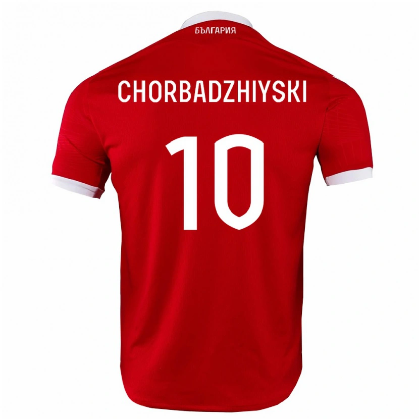Danxen Män Bulgarien Georgi Chorbadzhiyski #10 Röd Vit Bortatröja Matchtröjor 26-28 Tröjor T-Tröja