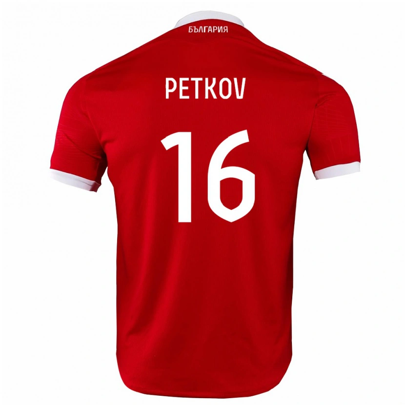 Danxen Män Bulgarien Marin Petkov #16 Röd Vit Bortatröja Matchtröjor 26-28 Tröjor T-Tröja