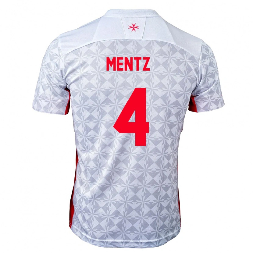 Danxen Män Malta Gabriel Mentz #4 Grå Vit Röd Bortatröja Matchtröjor 26-28 Tröjor T-Tröja