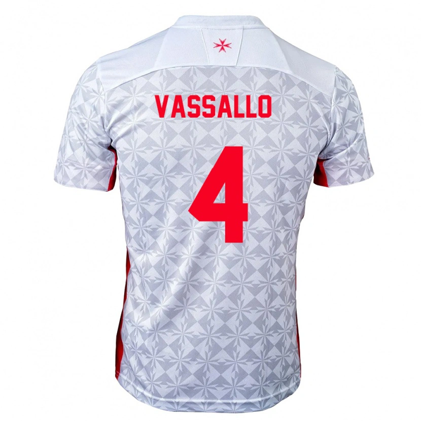 Danxen Män Malta Jake Vassallo #4 Grå Vit Röd Bortatröja Matchtröjor 26-28 Tröjor T-Tröja