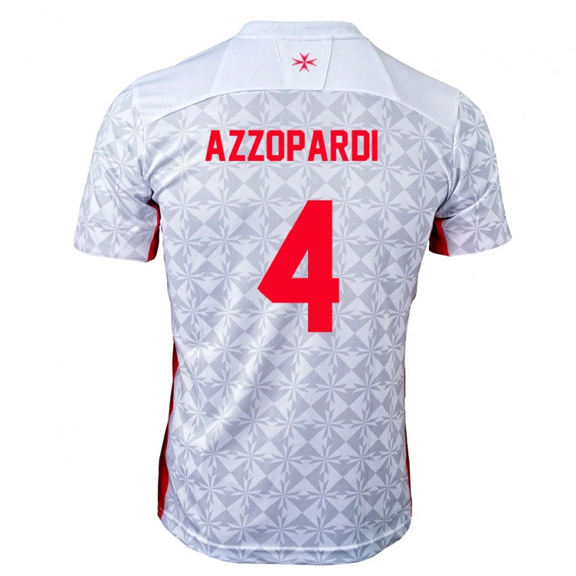 Danxen Män Malta Zayden Azzopardi #4 Grå Vit Röd Bortatröja Matchtröjor 26-28 Tröjor T-Tröja