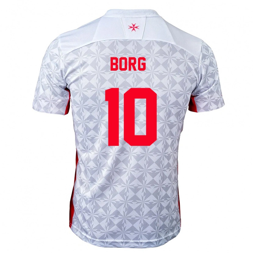 Danxen Män Malta Jake Borg #10 Grå Vit Röd Bortatröja Matchtröjor 26-28 Tröjor T-Tröja