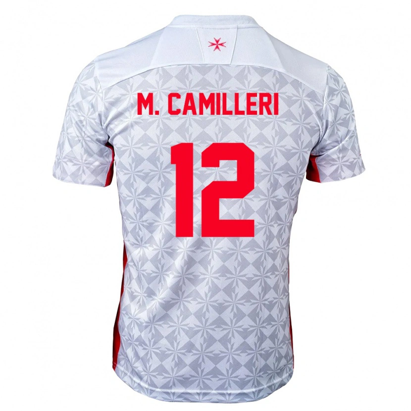 Danxen Män Malta Miguel Camilleri #12 Grå Vit Röd Bortatröja Matchtröjor 26-28 Tröjor T-Tröja