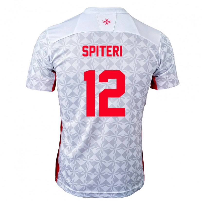 Danxen Män Malta Jayden Spiteri #12 Grå Vit Röd Bortatröja Matchtröjor 26-28 Tröjor T-Tröja