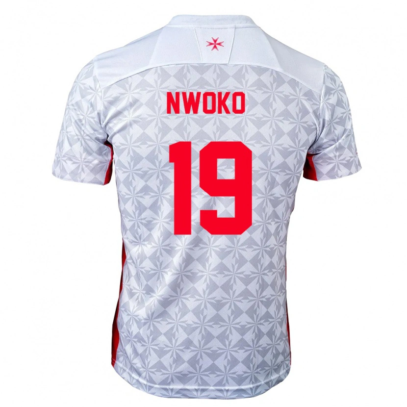 Danxen Män Malta Jamie Nwoko #19 Grå Vit Röd Bortatröja Matchtröjor 26-28 Tröjor T-Tröja