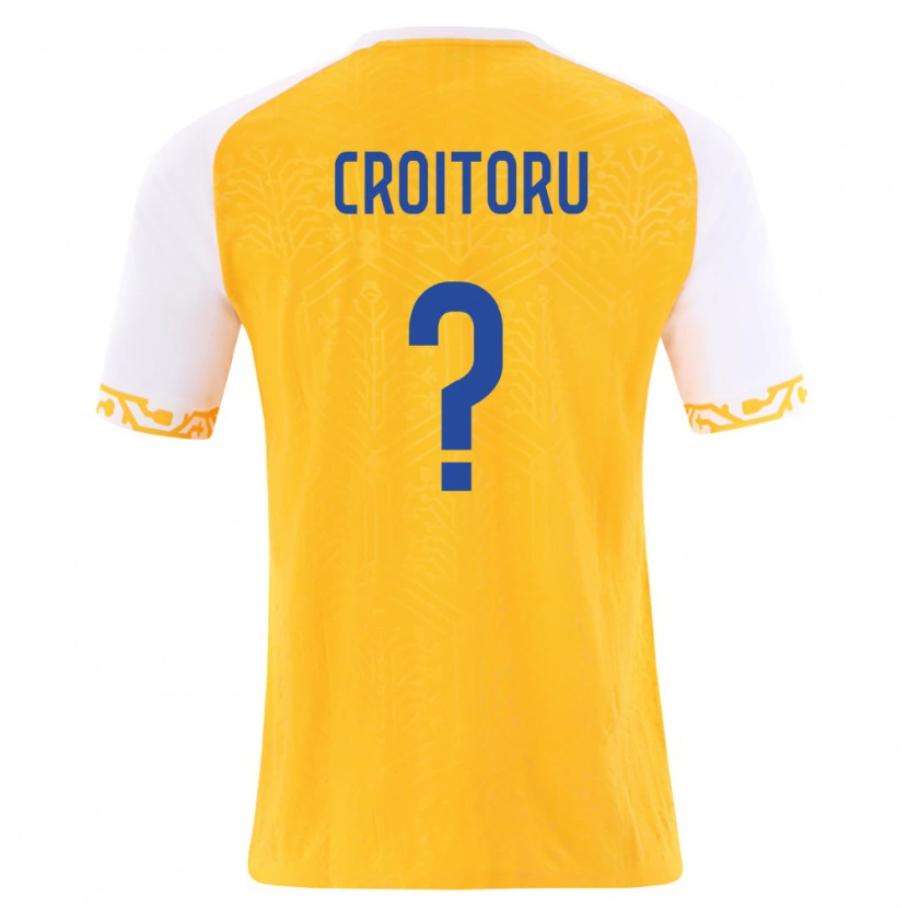 Danxen Män Moldavien Kevin Croitoru #0 Gul Vit Bortatröja Matchtröjor 26-28 Tröjor T-Tröja