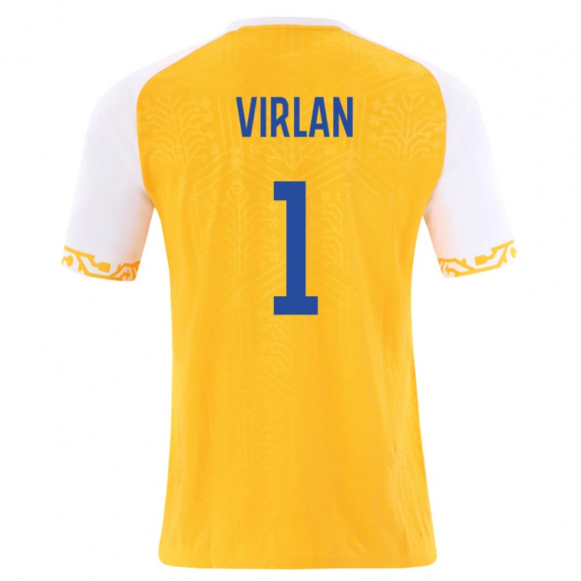 Danxen Män Moldavien Daniel Vîrlan #1 Gul Vit Bortatröja Matchtröjor 26-28 Tröjor T-Tröja