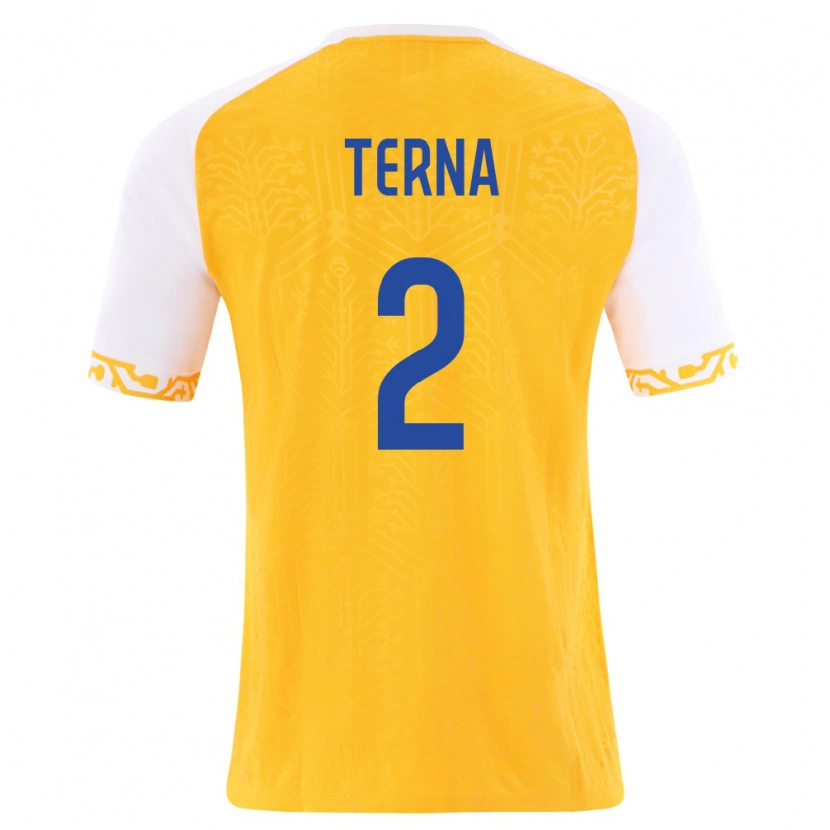 Danxen Män Moldavien Gheorghe Terna #2 Gul Vit Bortatröja Matchtröjor 26-28 Tröjor T-Tröja
