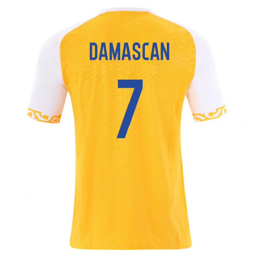 Danxen Män Moldavien Vitalie Damascan #7 Gul Vit Bortatröja Matchtröjor 26-28 Tröjor T-Tröja