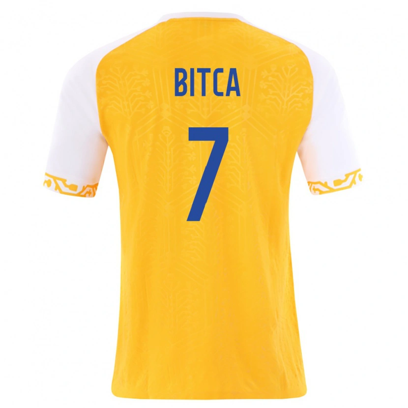 Danxen Män Moldavien Ștefan Bîtca #7 Gul Vit Bortatröja Matchtröjor 26-28 Tröjor T-Tröja