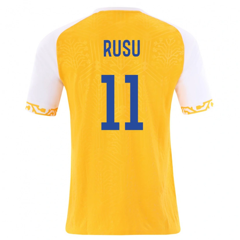 Danxen Män Moldavien Timofei Rusu #11 Gul Vit Bortatröja Matchtröjor 26-28 Tröjor T-Tröja