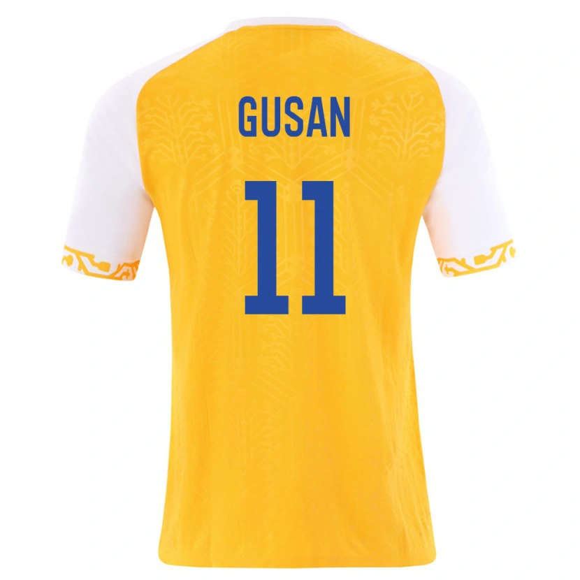 Danxen Män Moldavien Justian Gusan #11 Gul Vit Bortatröja Matchtröjor 26-28 Tröjor T-Tröja