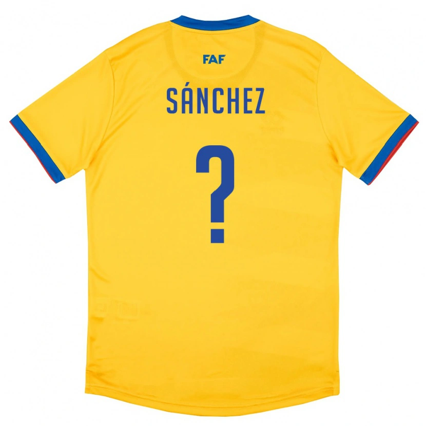 Danxen Män Andorra Bernat Sánchez #0 Gul Blå Röd Bortatröja Matchtröjor 26-28 Tröjor T-Tröja