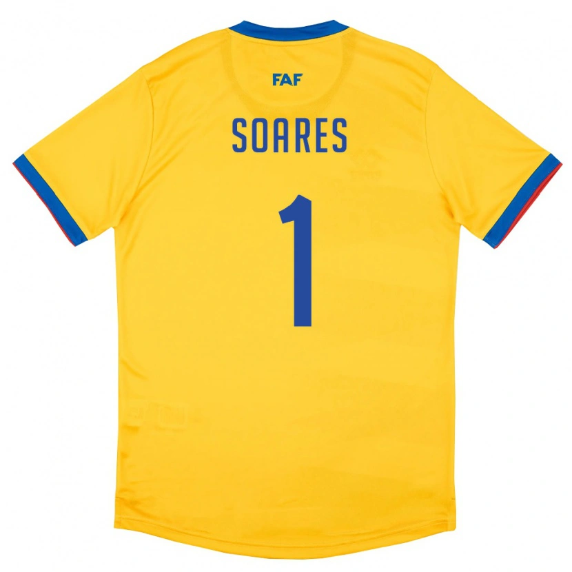 Danxen Män Andorra Nil Soares #1 Gul Blå Röd Bortatröja Matchtröjor 26-28 Tröjor T-Tröja