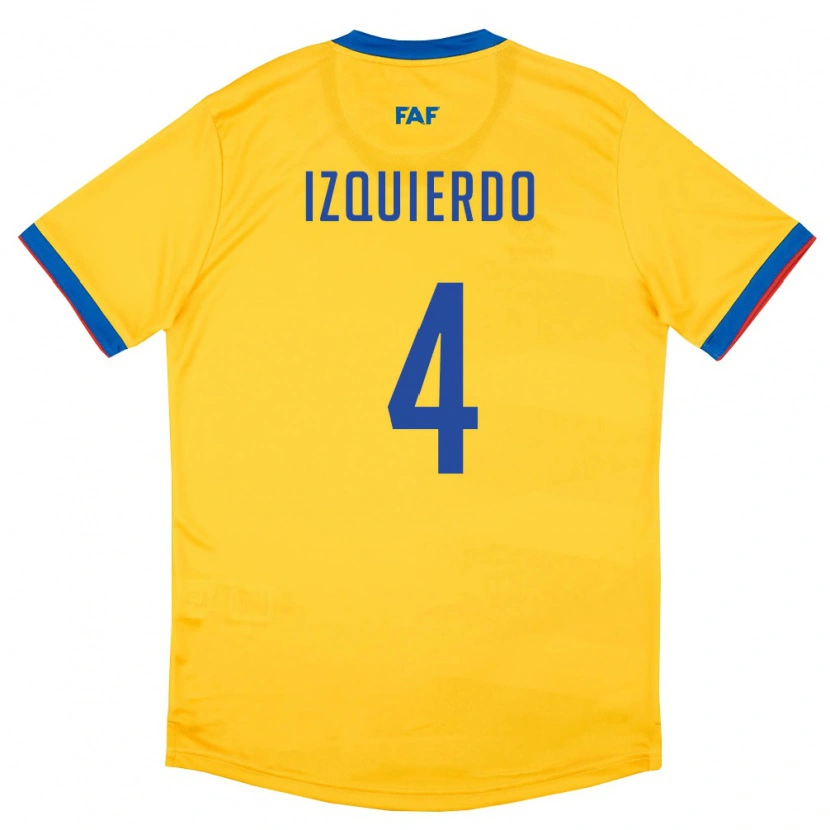 Danxen Män Andorra Eric Izquierdo #4 Gul Blå Röd Bortatröja Matchtröjor 26-28 Tröjor T-Tröja