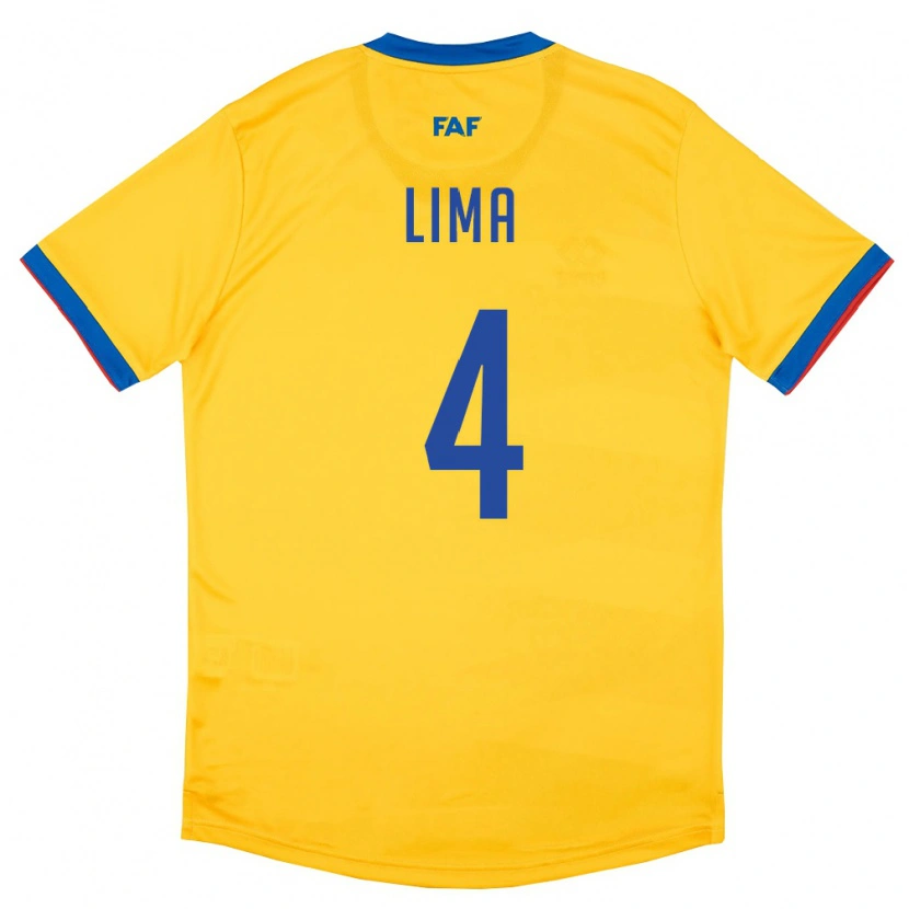 Danxen Män Andorra Dani Lima #4 Gul Blå Röd Bortatröja Matchtröjor 26-28 Tröjor T-Tröja
