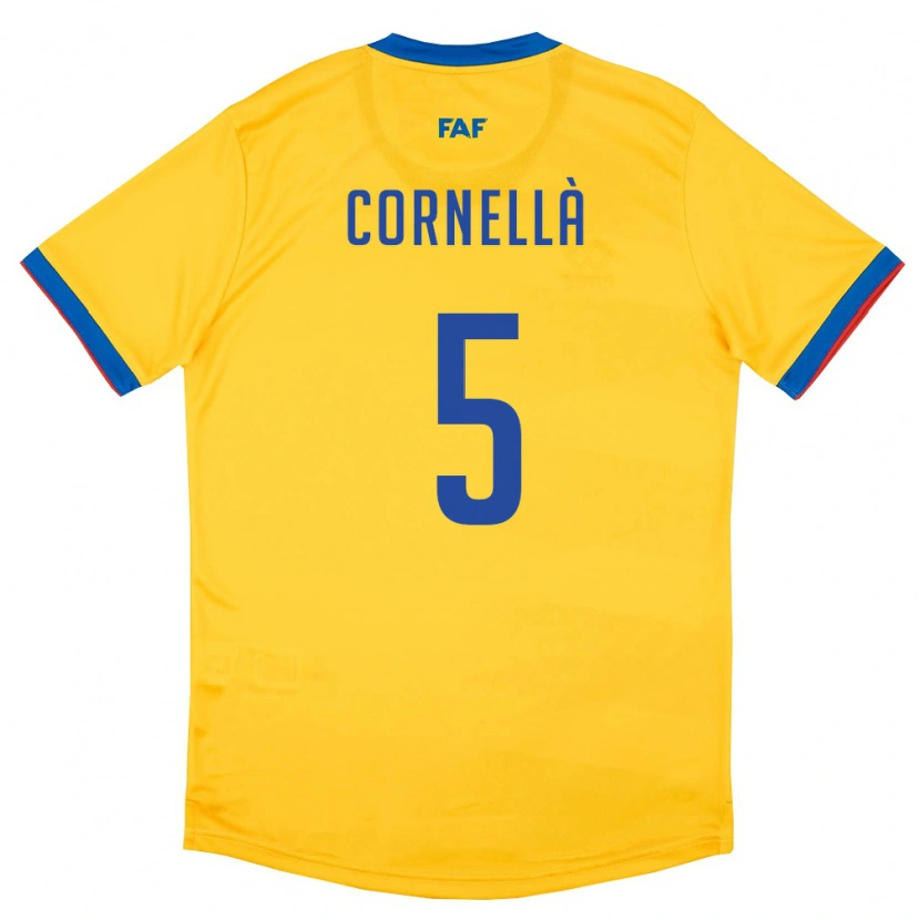 Danxen Män Andorra Alex Cornellà #5 Gul Blå Röd Bortatröja Matchtröjor 26-28 Tröjor T-Tröja