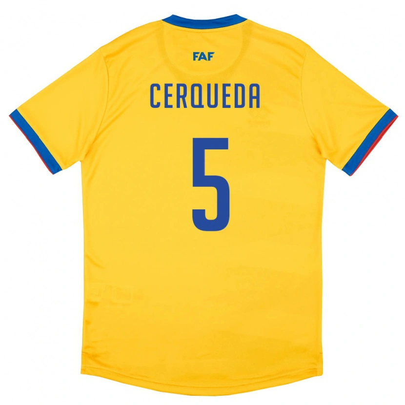 Danxen Män Andorra Eric Cerqueda #5 Gul Blå Röd Bortatröja Matchtröjor 26-28 Tröjor T-Tröja