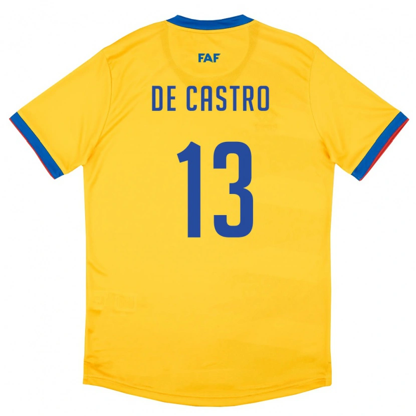 Danxen Män Andorra Marc De Castro #13 Gul Blå Röd Bortatröja Matchtröjor 26-28 Tröjor T-Tröja