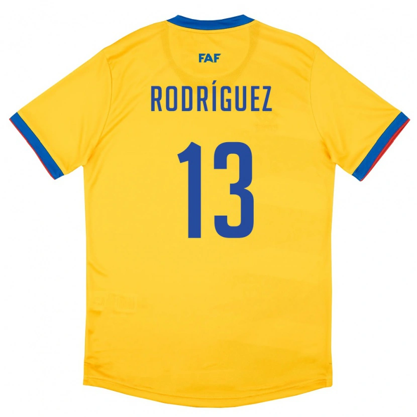 Danxen Män Andorra Arnau Rodríguez #13 Gul Blå Röd Bortatröja Matchtröjor 26-28 Tröjor T-Tröja