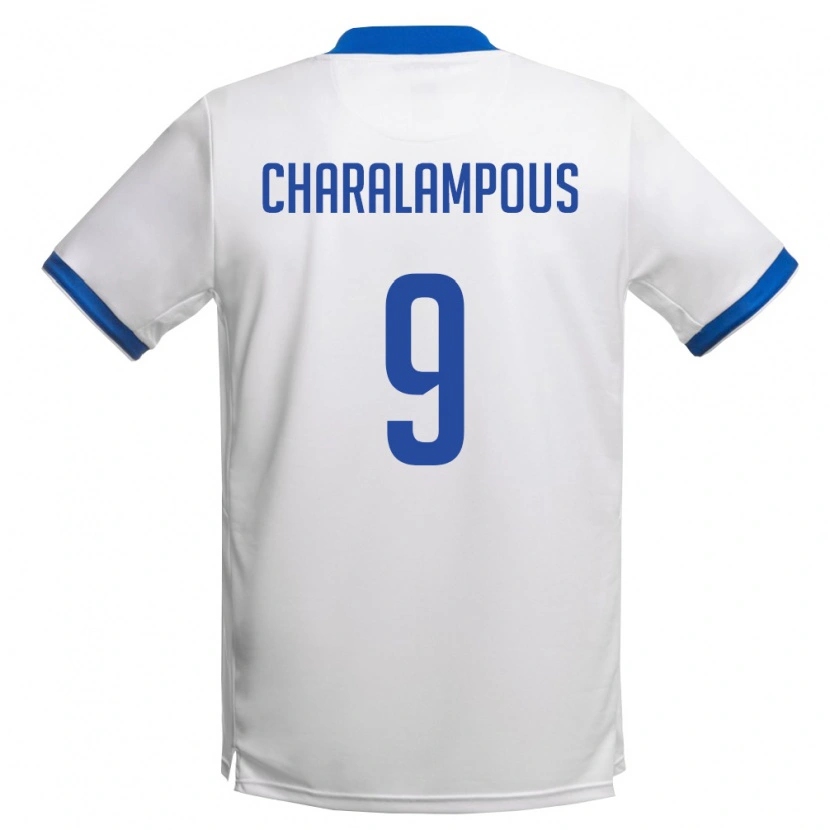 Danxen Män Cypern Evagoras Charalampous #9 Vit Kunglig Blå Bortatröja Matchtröjor 26-28 Tröjor T-Tröja