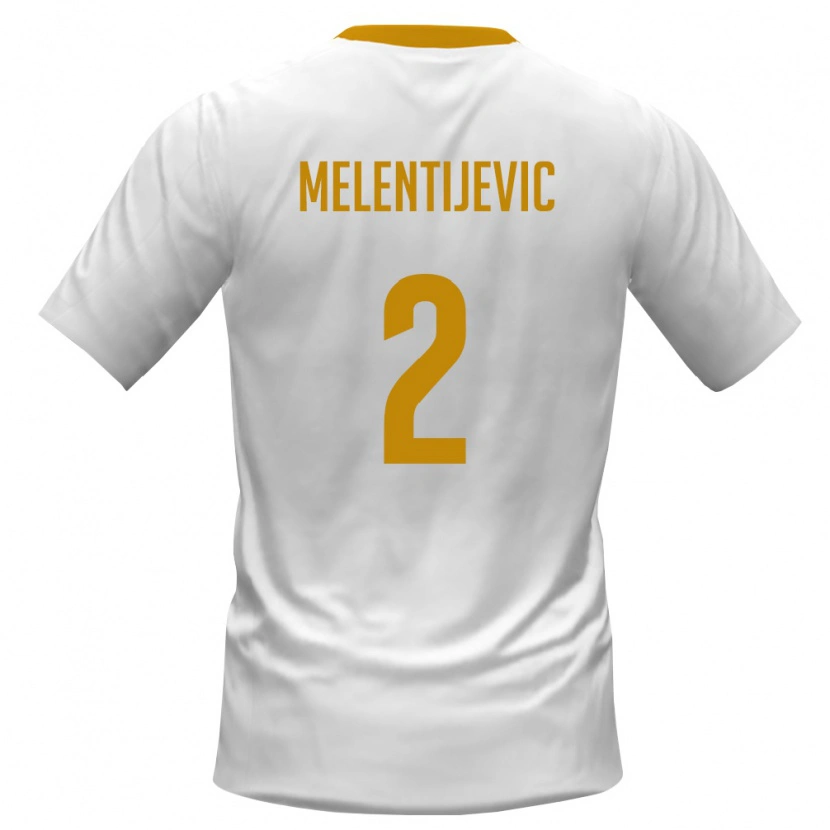 Danxen Män Montenegro Stefan Melentijevic #2 Vit Röd Gul Bortatröja Matchtröjor 26-28 Tröjor T-Tröja
