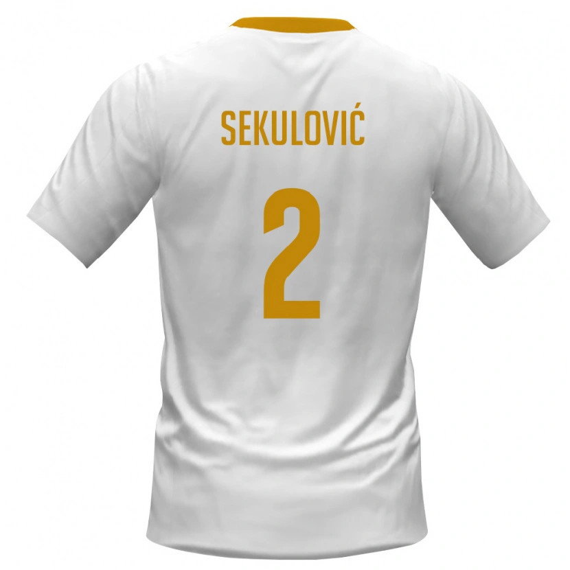 Danxen Män Montenegro Petar Sekulović #2 Vit Röd Gul Bortatröja Matchtröjor 26-28 Tröjor T-Tröja