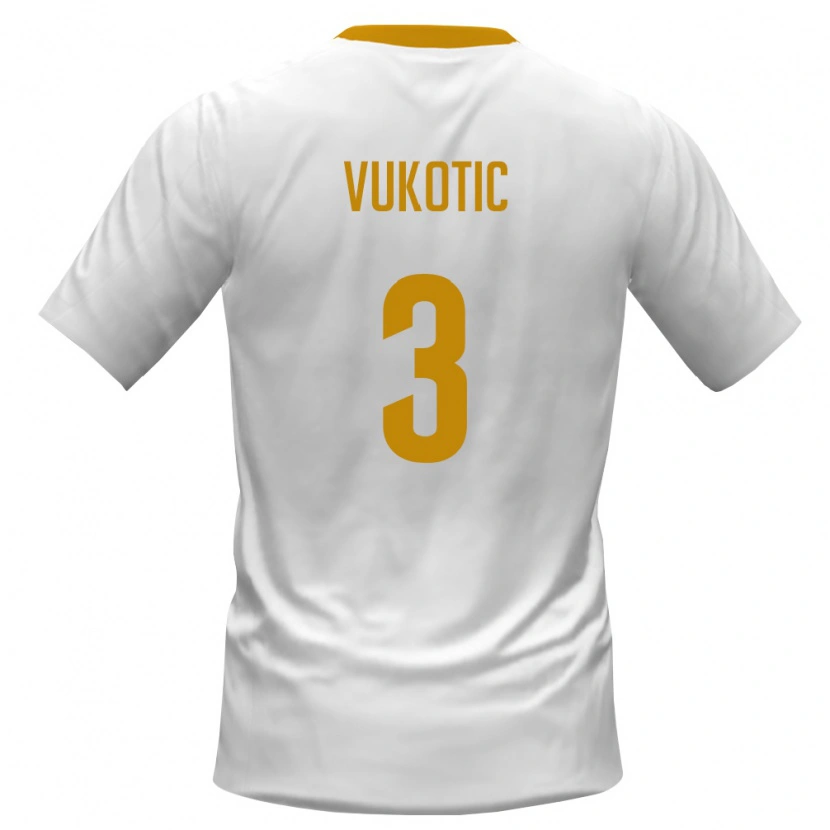 Danxen Män Montenegro Balsa Vukotic #3 Vit Röd Gul Bortatröja Matchtröjor 26-28 Tröjor T-Tröja
