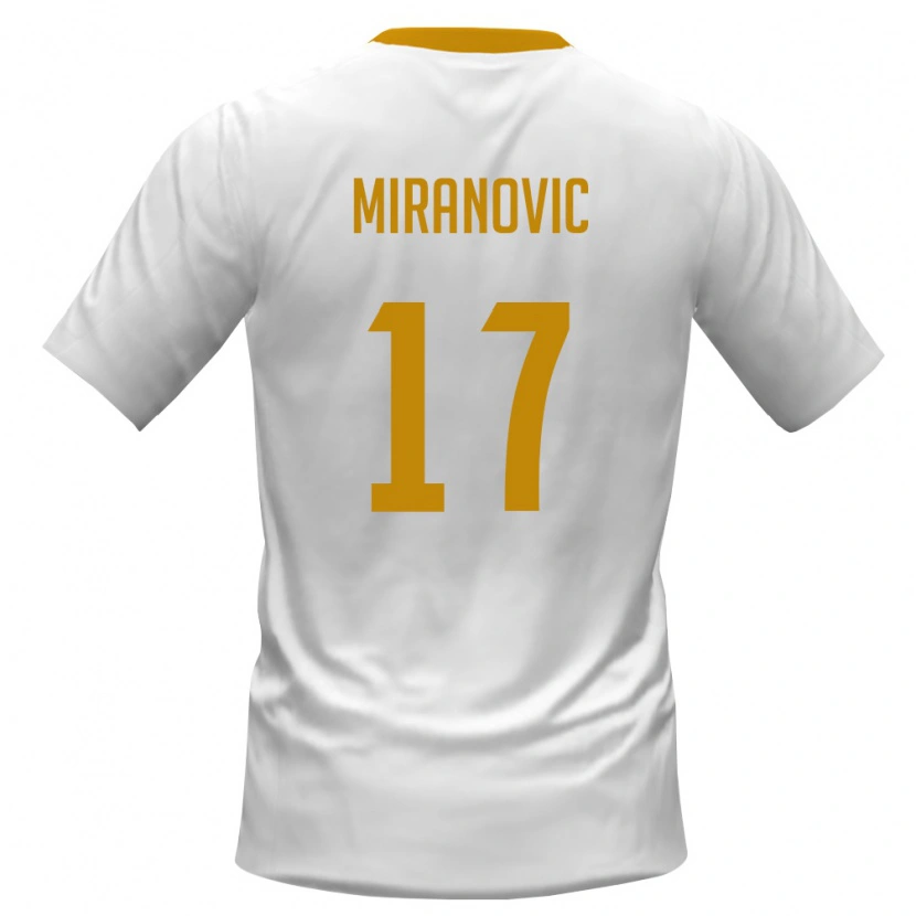 Danxen Män Montenegro Dragan Miranovic #17 Vit Röd Gul Bortatröja Matchtröjor 26-28 Tröjor T-Tröja