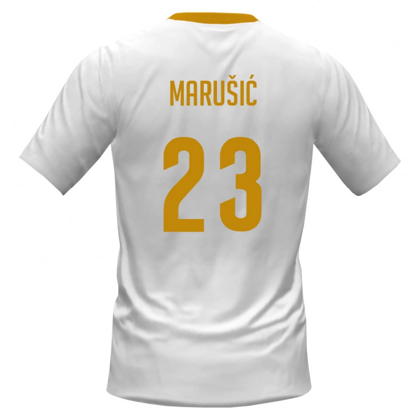 Danxen Män Montenegro Adam Marusic #23 Vit Röd Gul Bortatröja Matchtröjor 26-28 Tröjor T-Tröja