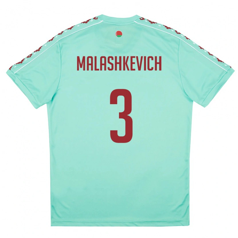 Danxen Män Belarus Dmitriy Malashkevich #3 Ljus Grön Burgund Bortatröja Matchtröjor 26-28 Tröjor T-Tröja