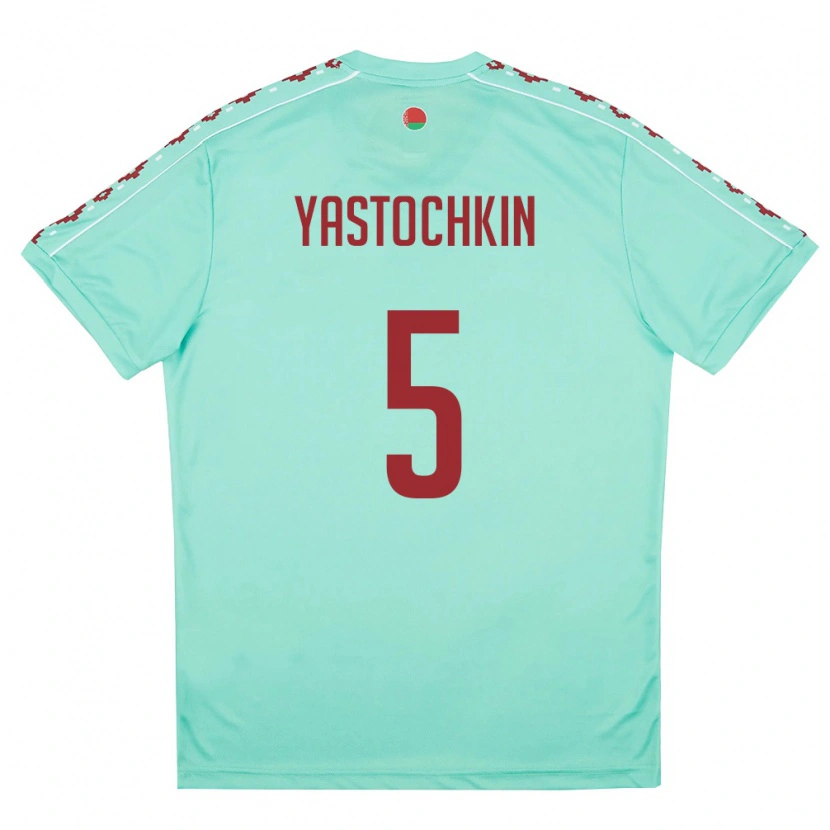 Danxen Män Belarus Anatoliy Yastochkin #5 Ljus Grön Burgund Bortatröja Matchtröjor 26-28 Tröjor T-Tröja