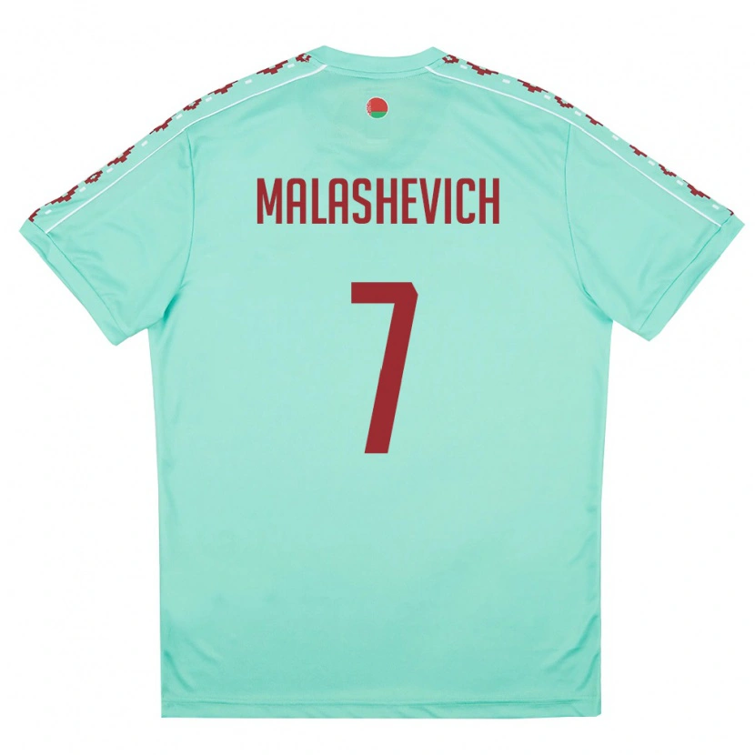 Danxen Män Belarus Evgeniy Malashevich #7 Ljus Grön Burgund Bortatröja Matchtröjor 26-28 Tröjor T-Tröja