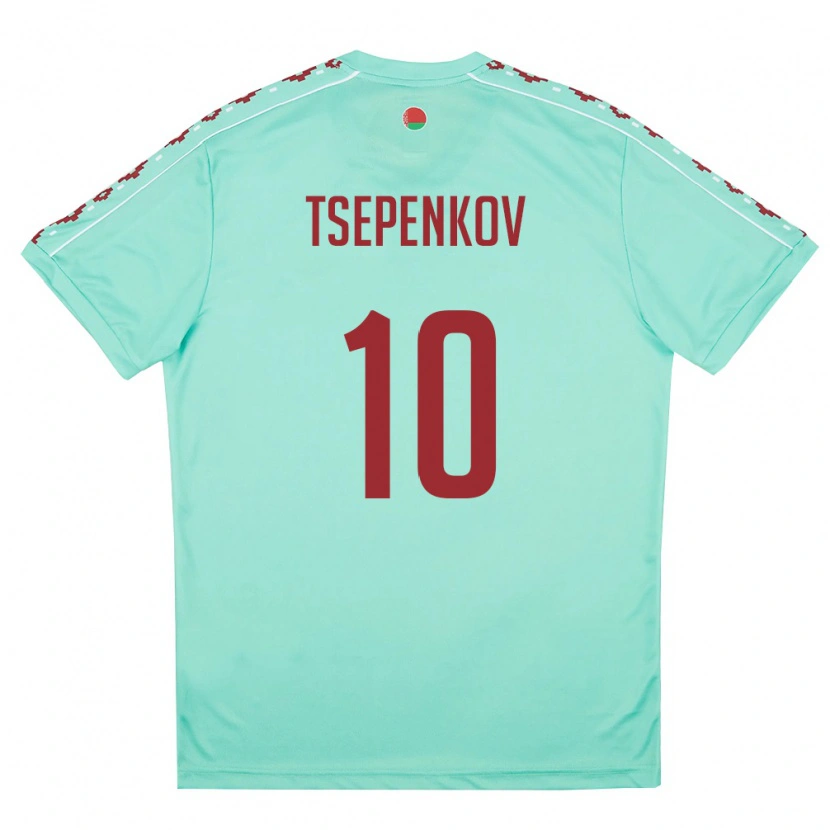 Danxen Män Belarus Kirill Tsepenkov #10 Ljus Grön Burgund Bortatröja Matchtröjor 26-28 Tröjor T-Tröja