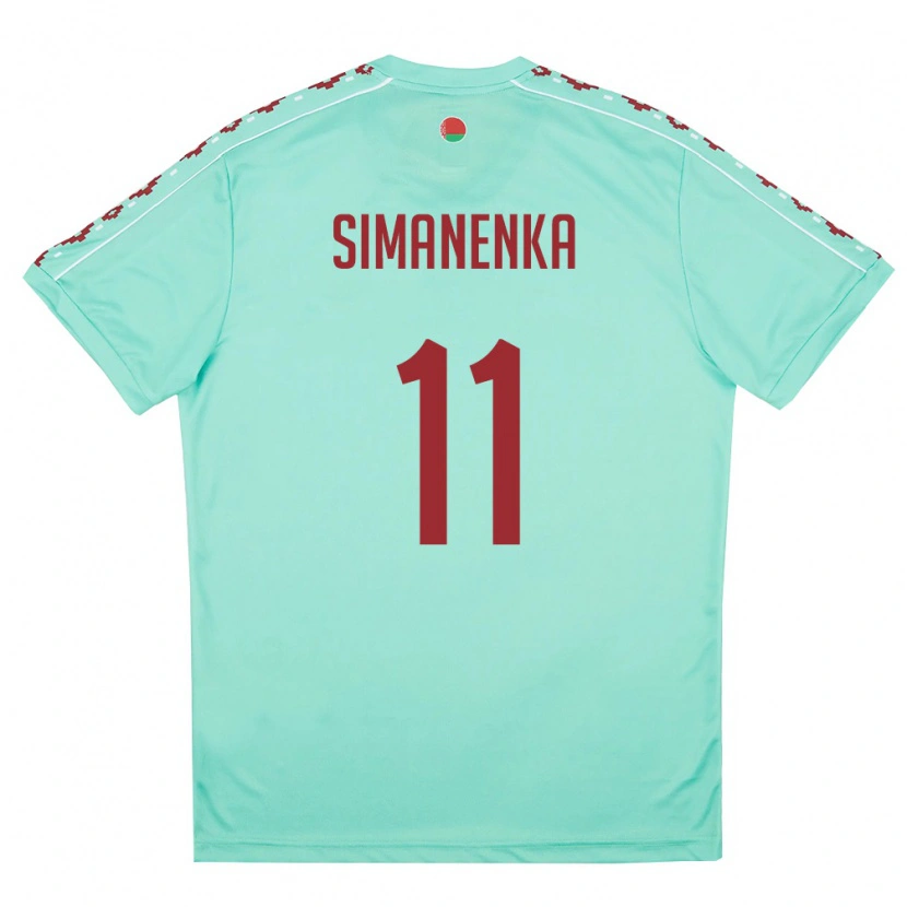 Danxen Män Belarus Timofey Simanenka #11 Ljus Grön Burgund Bortatröja Matchtröjor 26-28 Tröjor T-Tröja