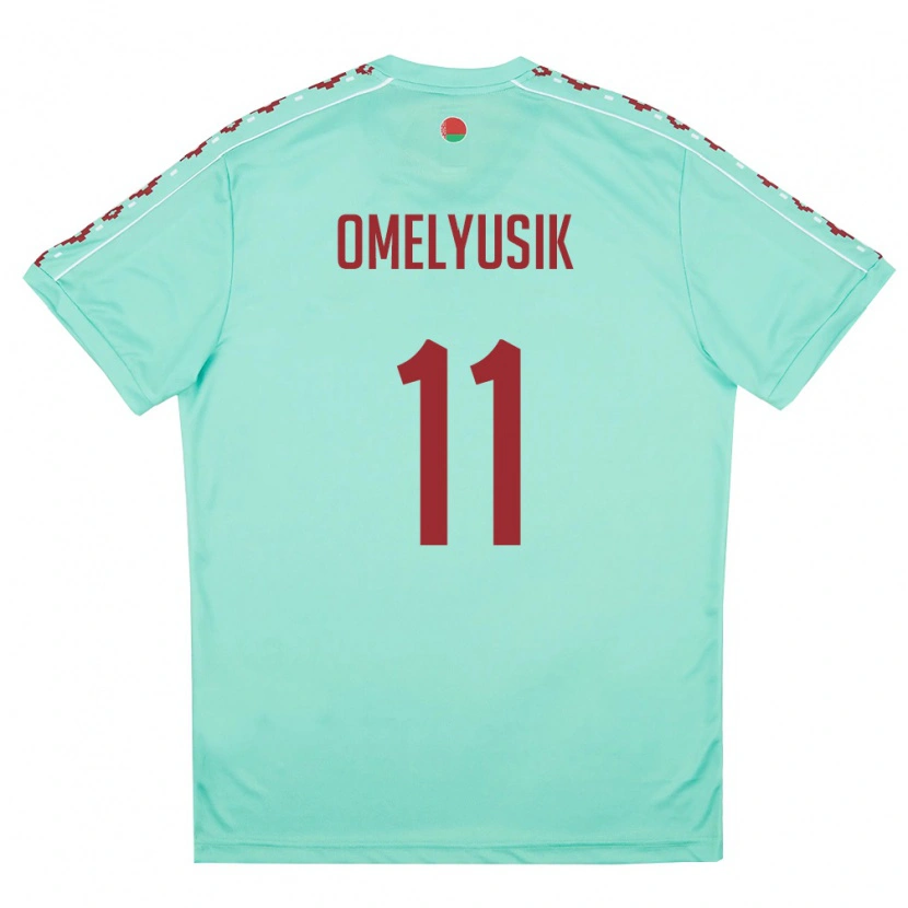 Danxen Män Belarus Ivan Omelyusik #11 Ljus Grön Burgund Bortatröja Matchtröjor 26-28 Tröjor T-Tröja
