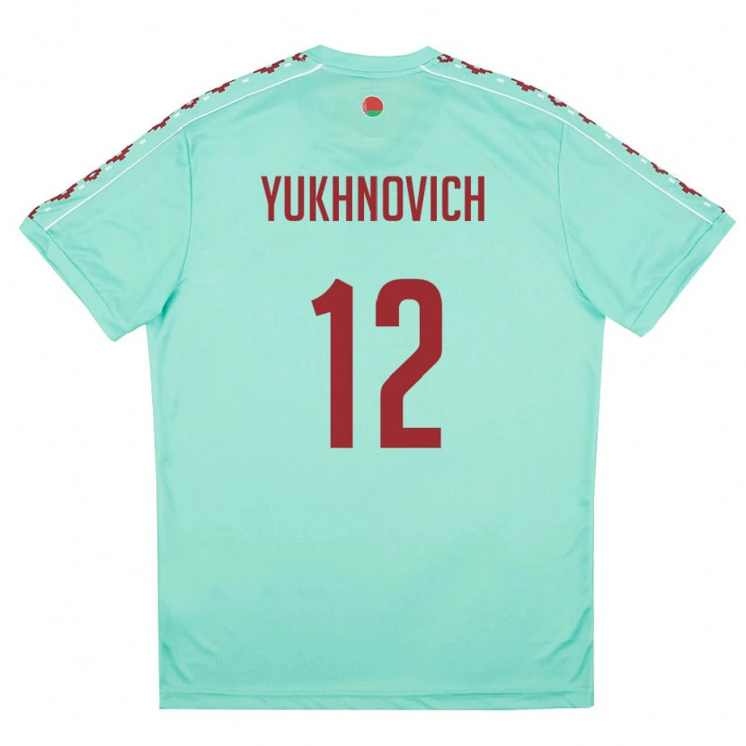 Danxen Män Belarus Ilya Yukhnovich #12 Ljus Grön Burgund Bortatröja Matchtröjor 26-28 Tröjor T-Tröja