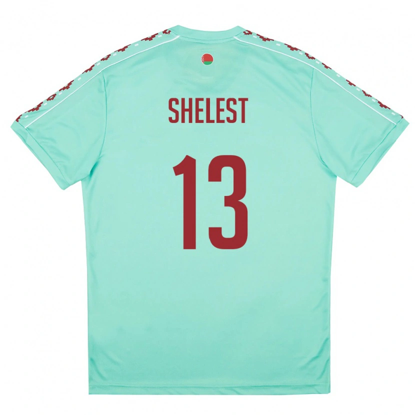 Danxen Män Belarus Kirill Shelest #13 Ljus Grön Burgund Bortatröja Matchtröjor 26-28 Tröjor T-Tröja