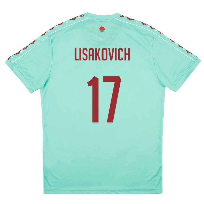 Danxen Män Belarus Vitaliy Lisakovich #17 Ljus Grön Burgund Bortatröja Matchtröjor 26-28 Tröjor T-Tröja
