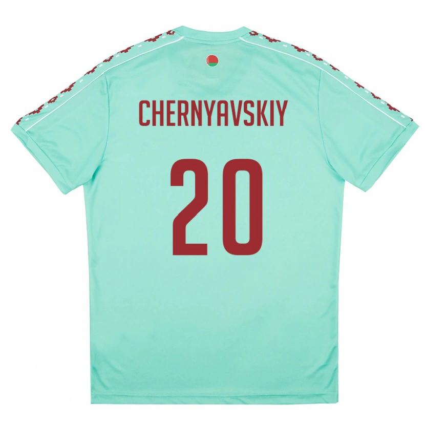 Danxen Män Belarus Vasiliy Chernyavskiy #20 Ljus Grön Burgund Bortatröja Matchtröjor 26-28 Tröjor T-Tröja
