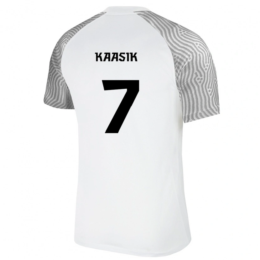 Danxen Män Estland Robert Kaasik #7 Vit Grå Bortatröja Matchtröjor 26-28 Tröjor T-Tröja