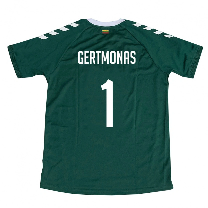 Danxen Män Litauen Edvinas Gertmonas #1 Mörk Grön Vit Bortatröja Matchtröjor 26-28 Tröjor T-Tröja