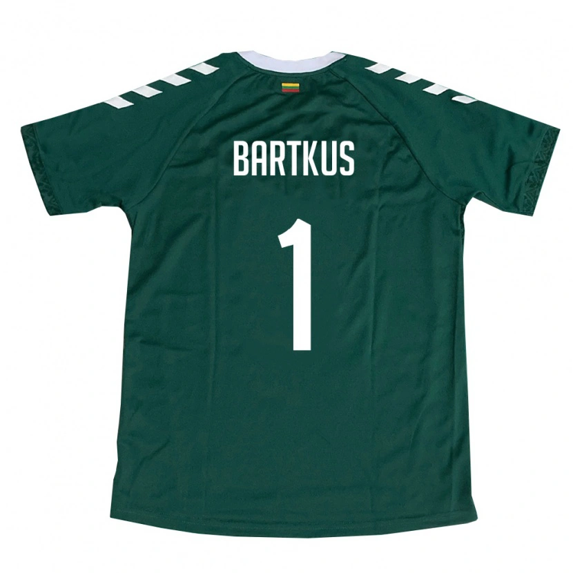 Danxen Män Litauen Džiugas Bartkus #1 Mörk Grön Vit Bortatröja Matchtröjor 26-28 Tröjor T-Tröja
