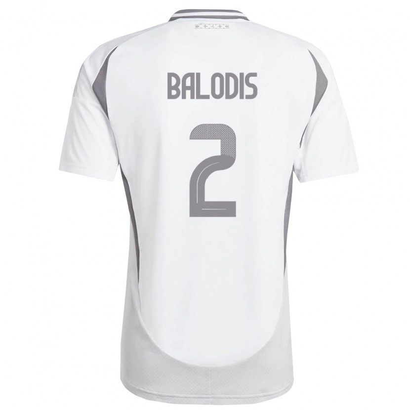 Danxen Män Lettland Daniels Balodis #2 Vit Mörk Grå Bortatröja Matchtröjor 26-28 Tröjor T-Tröja