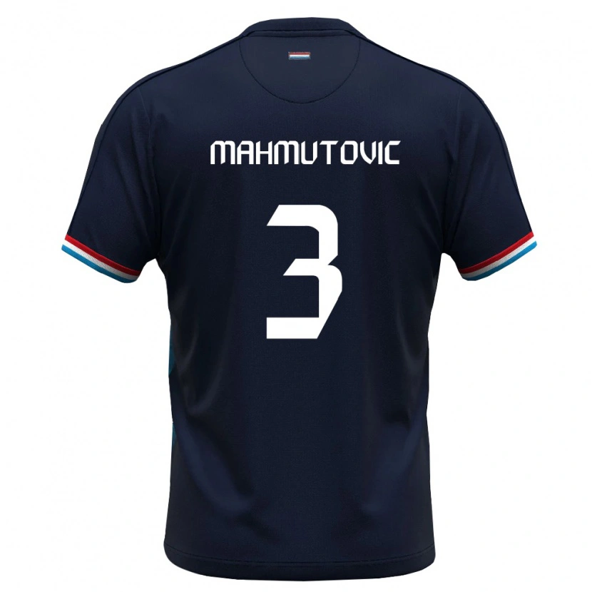 Danxen Män Luxemburg Enes Mahmutovic #3 Kunglig Blå Röd Bortatröja Matchtröjor 26-28 Tröjor T-Tröja