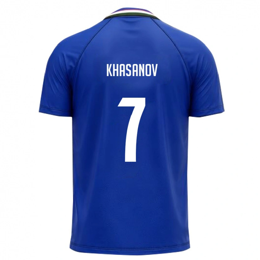 Danxen Kvinnor Uzbekistan Sadriddin Khasanov #7 Kunglig Blå Vit Hemmatröja Matchtröjor 26-28 Tröjor T-Tröja