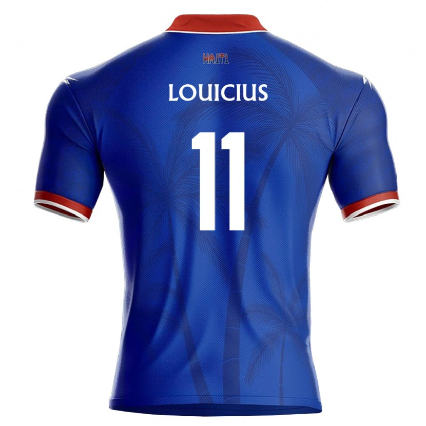 Danxen Kvinnor Haiti Louicius Deedson #11 Blå Röd Vit Hemmatröja Matchtröjor 26-28 Tröjor T-Tröja