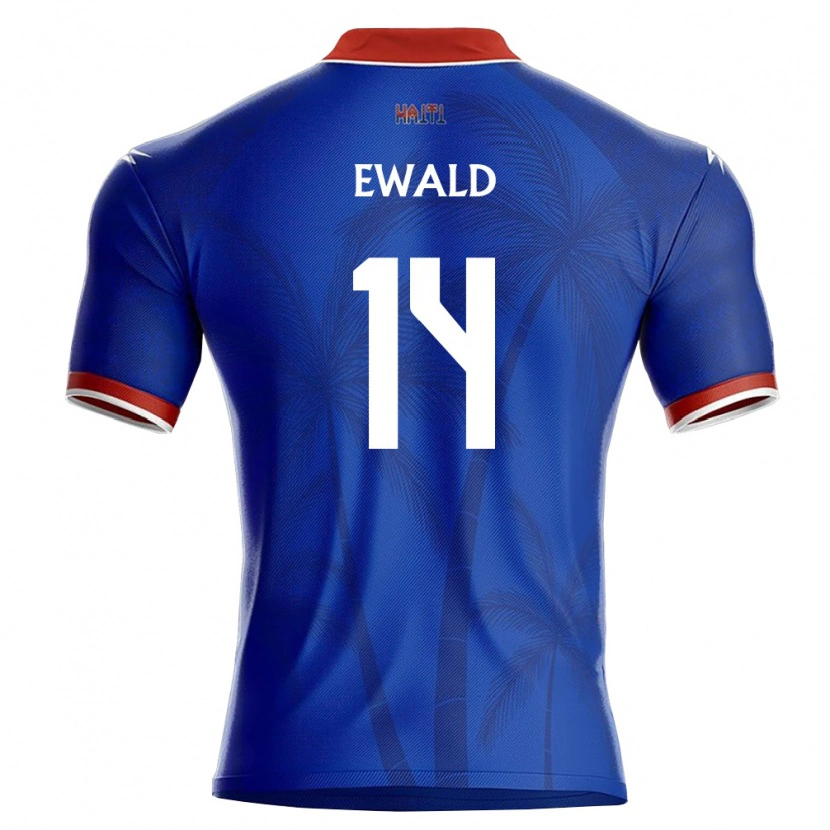 Danxen Kvinnor Haiti Neil Ewald #14 Blå Röd Vit Hemmatröja Matchtröjor 26-28 Tröjor T-Tröja